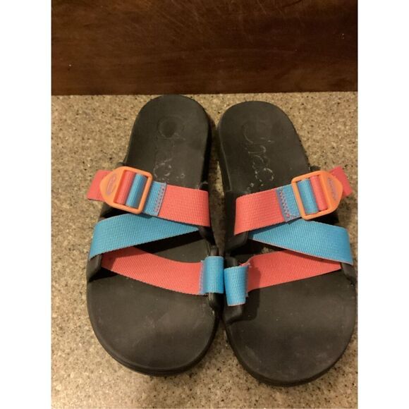 Chaco Lowdown Chillos Slides Sz 8 Pink Blue - Picture 7 of 11